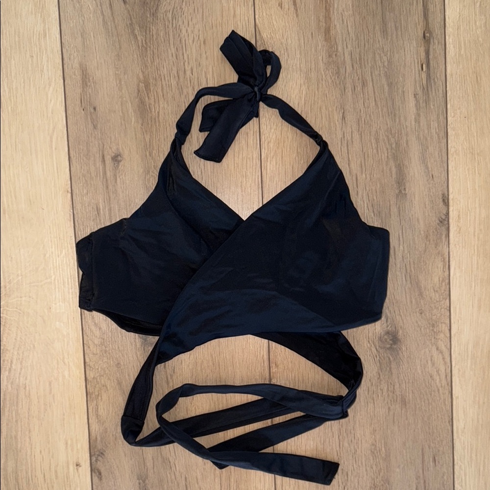 Athleta Black Wrap Halter swim Top